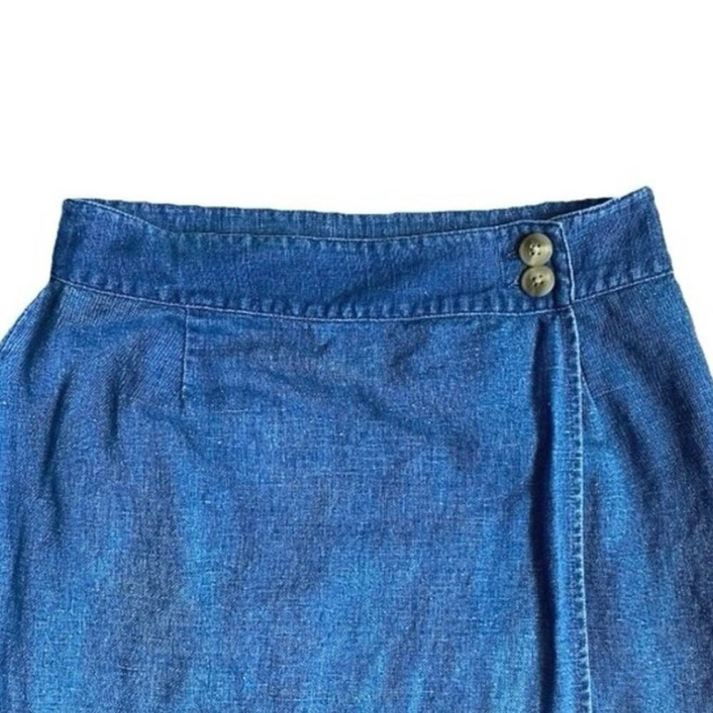VTG CHEROKEE Denim Linen Button Wrap Maxi Skirt Size 8 90s Country Western Boho - Picture 5 of 11